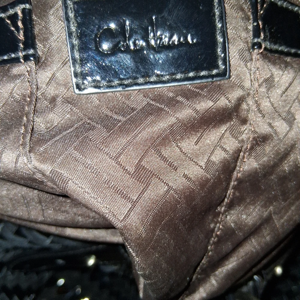 Cole Haan Black Woven Patent Shoulder Tote - Picture 11 of 16